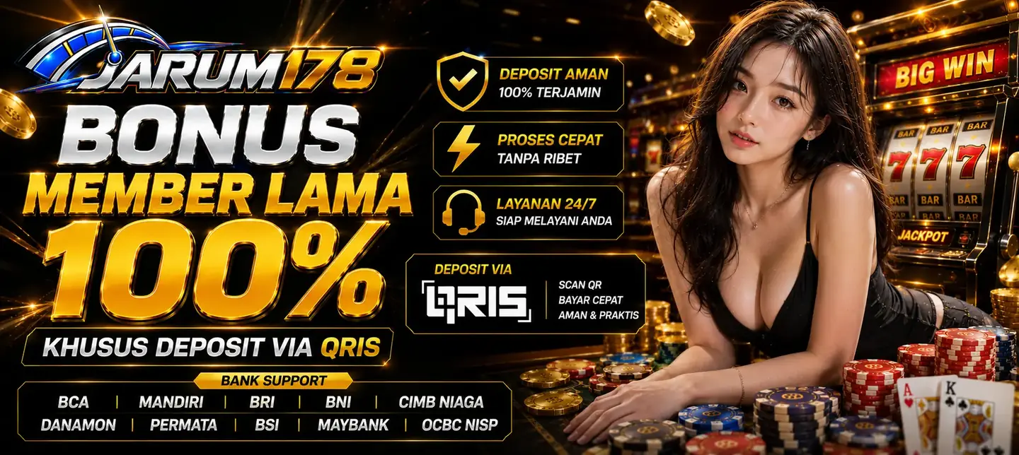 Banner bonus member lama 100 persen khusus deposit via QRIS