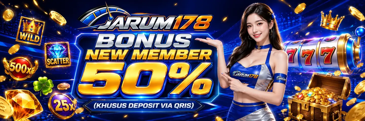 Banner bonus new member 50 persen khusus deposit via QRIS